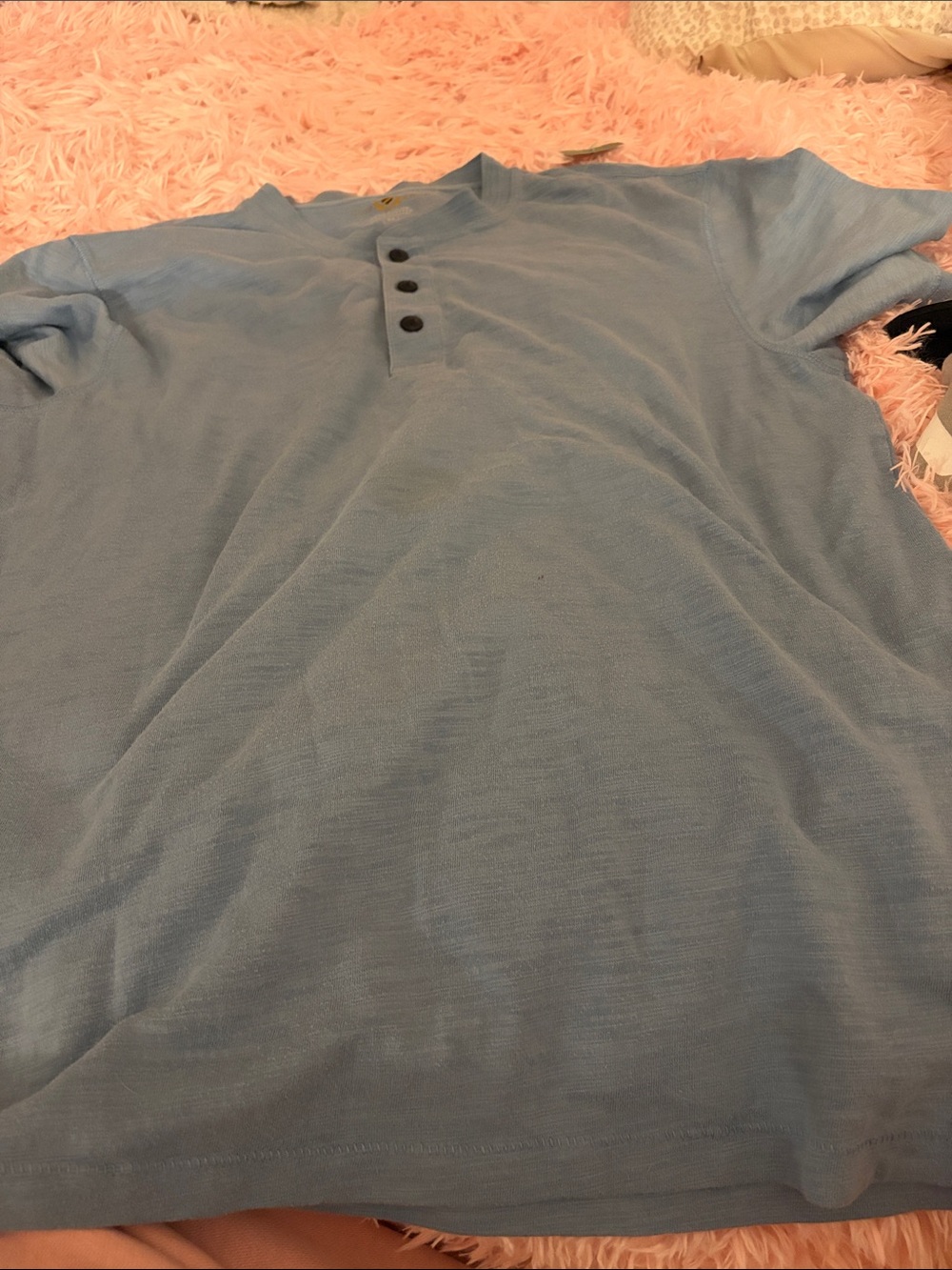 Club Room Light Blue Henley Polo with Button Placket